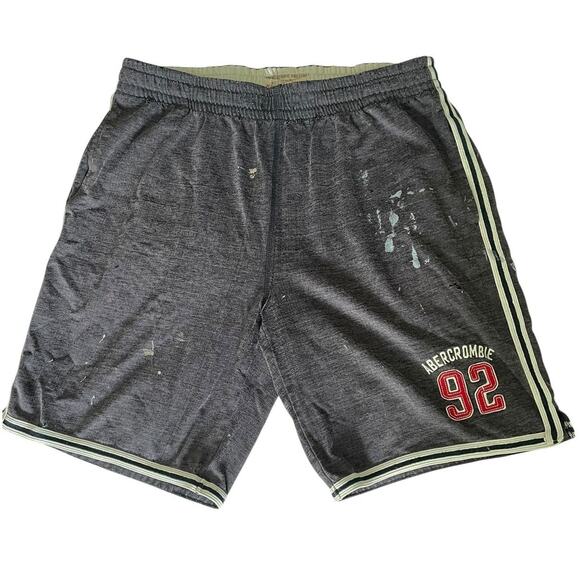 VTG.Abercrombie Basketball Shorts Mens Large Athletic Gray Distressed Grunge
